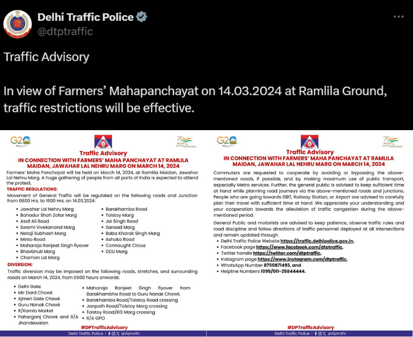 photo: Delhi police traffic advisory